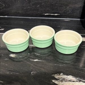 3 Cermer Mint Green Ceramic Ramekins/Custard Cups 4 oz